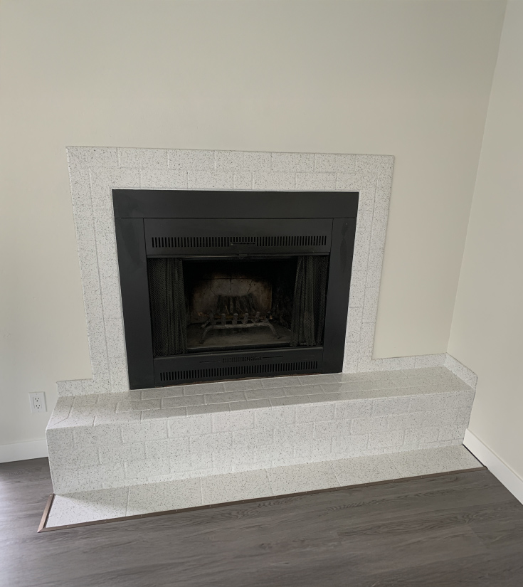 Tile fireplace after